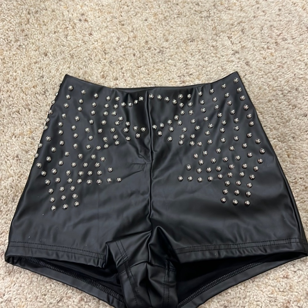 Leather studded shorts size xs